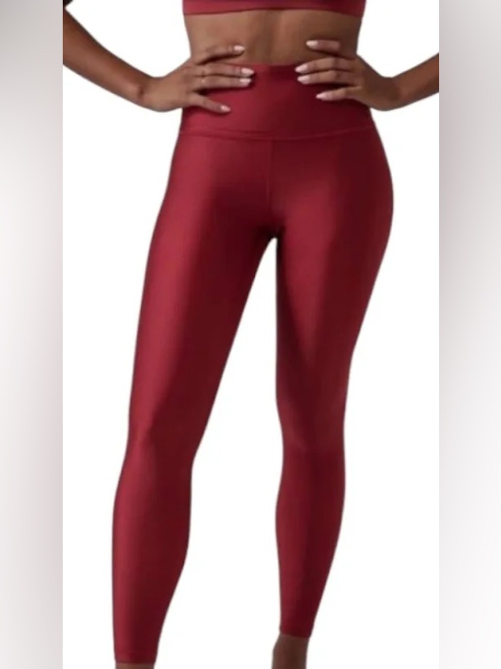 Athleta Elation Shine Tight Burgundy High Rise Leggings Medium